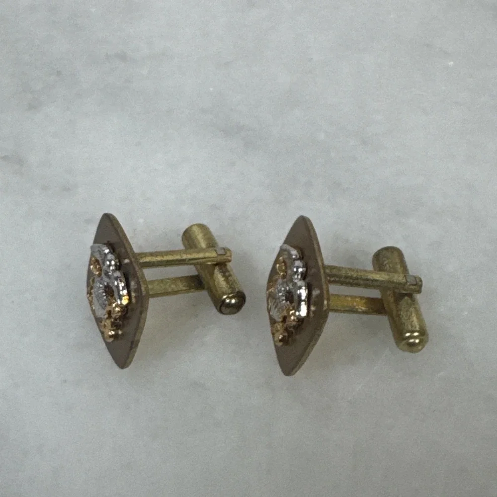 US Navy Chief Petty Officer CPO Gold Toned, Eagle Flag Crossed Anchor Cuff Links